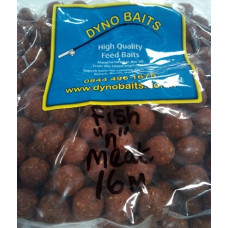 16mm HIGH GRADE SHOCK FISH & MEAT BOILIES 500g bag DYNO BAITS